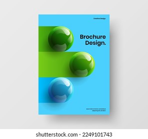 Vivid catalog cover design vector template. Amazing realistic balls leaflet illustration.