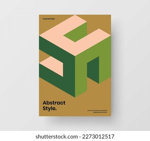 Vivid catalog cover vector design template. Unique geometric tiles postcard illustration.