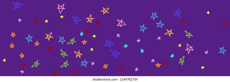 Vivid Chaotic Vibrant Mint Violet Rainbow Dark Bright Background. Pink Red Childish Naive Orange Kids Pastel Illustration. Blue Yellow Green Purple Turquoise Colorful Multicolor Handdrawn Stars.