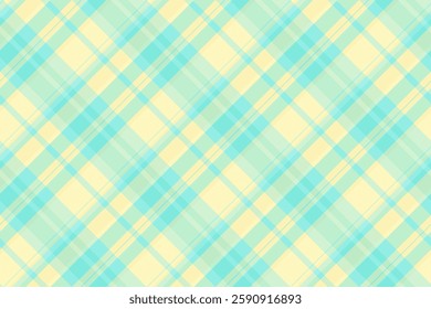 Vivid check plaid textile, symmetry pattern background fabric. Platform tartan seamless texture vector in light and teal colors palette.