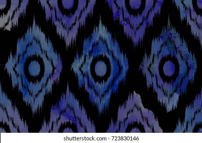 Vivid chevron zig zag watercolor pattern. Ethnic motif ikat pattern zig zag neon trendy color. Bright dark geometric watercolor seamless.