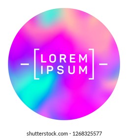 Vivid circle frame of holographic gradient texture with blur effect. Round gradient trendy soft color background. Vibrant fluid colors circle for screen or mobile app. Round design element.