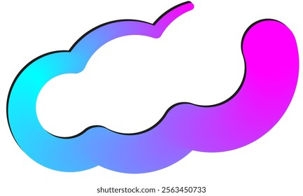 Vivid cloud shape designed with a gradient palette transitioning between blue and pink, ideal for representing concepts like technology, creativity, and modern design.