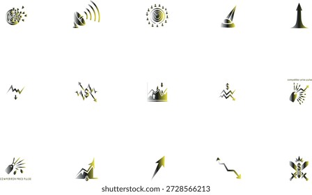 Colección vívida de iconos vectoriales de diseño plano escalables que representan el crecimiento del negocio, la tecnología, las finanzas y la conectividad global para el Uso comercial.