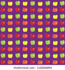Vivid color apple vector on purple background.