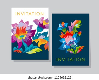 Vivid color bright naive flower pattern. Folk rustic flowers ornament for header, card, invitation, poster, cover and other web and print design projects 

