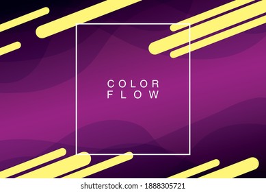 vivid color flow with square frame background poster vector illustration design
