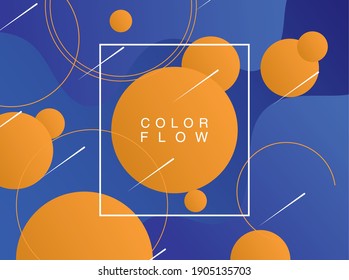 vivid color flow with square frame background template poster vector illustration design