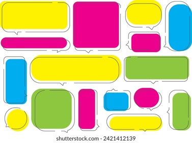 Vivid color rough speech bubble set