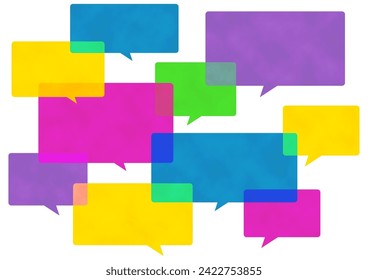 Vivid color textured overlapping speech bubbles design material