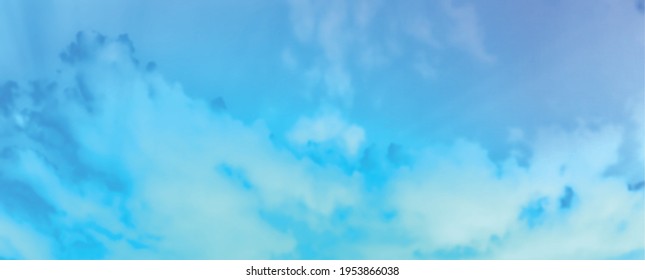 Vivid Colored Aesthetic Sky Background. Realistic Vector Blue Clouds