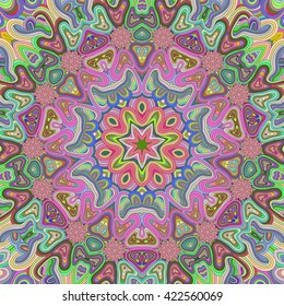 Vivid colored mandala background for your design. Concentric illusion ornament.