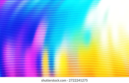 Um fundo abstrato vívido e colorido com um gradiente de arco-íris, iluminação suave e linhas horizontais uniformemente espaçadas. Ideal para projetos de tecnologia, criatividade ou decorativos que buscam uma vida 