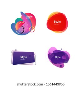 Vivid colorful abstract elements. Dynamical colored forms. Gradient banners with flowing geometric shapes. Template for design of logo, flyer or presentation. Vector illustration