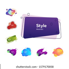 Vivid colorful abstract elements. Dynamical colored forms. Gradient banners with flowing geometric shapes. Template for design of logo, flyer or presentation. Vector illustration