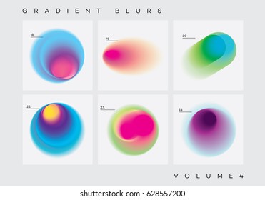 Vivid colorful abstract gradient blurs collection