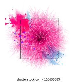 Vivid colorful background with fur and watercolor.