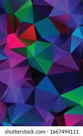 Vivid colorful gradient mosaic background. Geometric triangle, mosaic, abstract