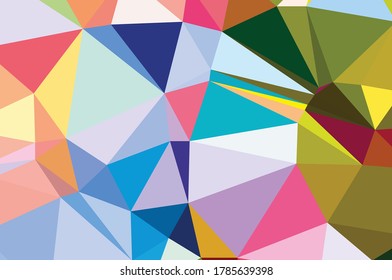 Fondo de mosaico degradado de color vivo. Triángulo geométrico, mosaico, abstracto