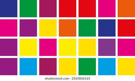 Vivid Colorful Grid of Squares Displaying a Variety of Bold Shades