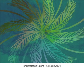 Vivid and colorful palm tree background vector illustration. Green and nature concept. Modern style.