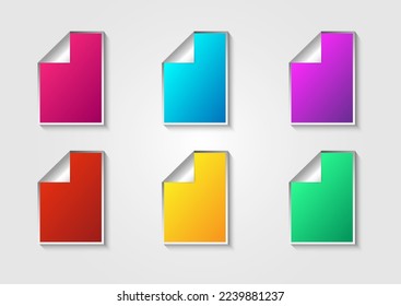 Hojas de papel de colores vivos en estilo plano