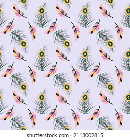 vivid colorful pattern with feathers