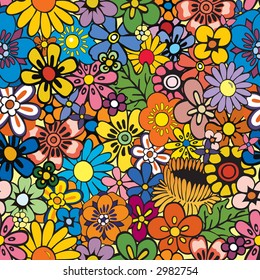 Vivid, colorful, repeating floral background