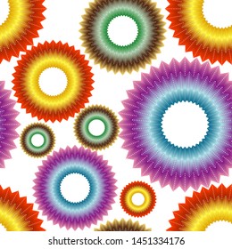 Vivid colorful repeating flower background on white