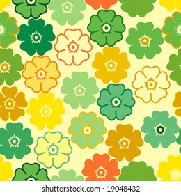 Vivid, colorful, repeating flower background on white