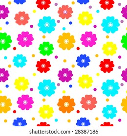 Vivid, colorful, repeating flower wallpaper