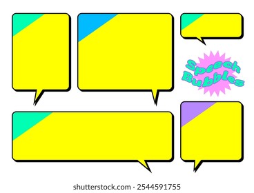 Vivid and colorful square speech bubble set.