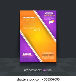 Vivid Colors Business Concept A4 Flyer and Brochure. Catalog Cover Template, Corporate Multicolored Leaflet Design