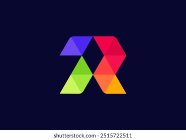 Vivid colors converge to form a triangle, crafting the letter R into a dynamic, expressive logo that radiates vibrancy and energy