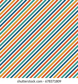 Vivid colors diagonal stripes abstract background. Thin slanting line wallpaper. Seamless pattern with simple classic motif. Digital paper for scrapbook, textile print, page fill. Vector illustration
