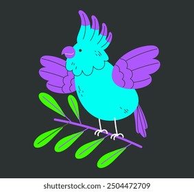 Vivid colors jungle parrot concept. Vector graphic design illustration element