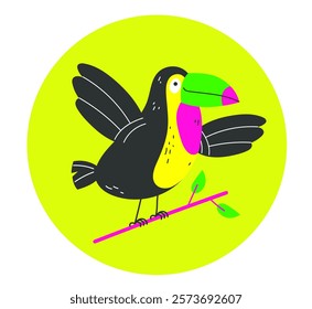 Vivid colors jungle parrot concept. Vector graphic design illustration element