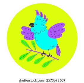 Vivid colors jungle parrot concept. Vector graphic design illustration element