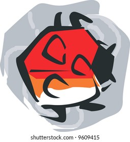 a vivid coloured bug moving	