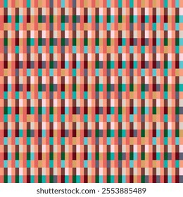 Vivid colourful geometric seamless vector pattern with tiled rectangle texture. Great for fashion fabrics, interior design, wallpaper and print projects.