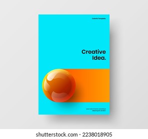 Vivid company cover design vector illustration. Bright realistic spheres handbill layout.