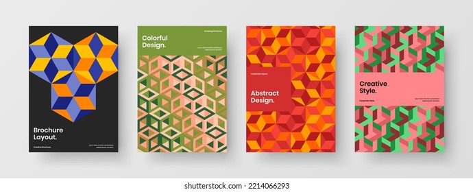 Colección de ilustraciones de diseño de vectores de portada de la empresa Vivid. Conjunto de plantillas de afiches de mosaicos aislados.