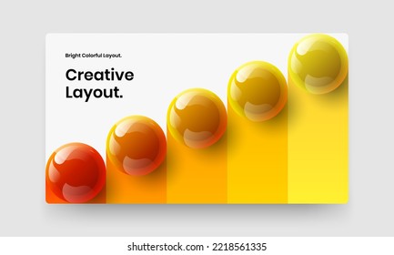 Vivid company cover vector design layout. Clean 3D balls front page concept.