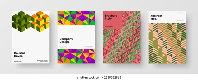 Vivid company cover vector design template composition. Trendy geometric pattern corporate brochure concept collection.