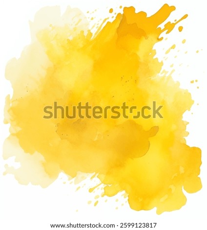 A vivid composition of yellow watercolor splashes and soft brush effects creates a striking abstract background suitable for various creative designs and artistic projects