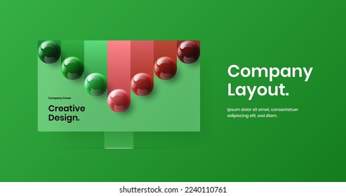 Vivid computer display mockup banner concept. Premium website screen design vector layout.