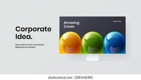 Vivid computer display mockup site screen layout. Bright web banner design vector template.