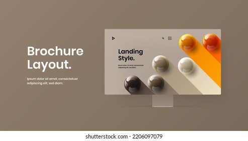 Vivid computer display mockup website screen concept. Unique landing page design vector illustration.