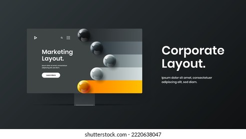 Vivid computer monitor mockup site screen concept. Isolated banner design vector illustration.