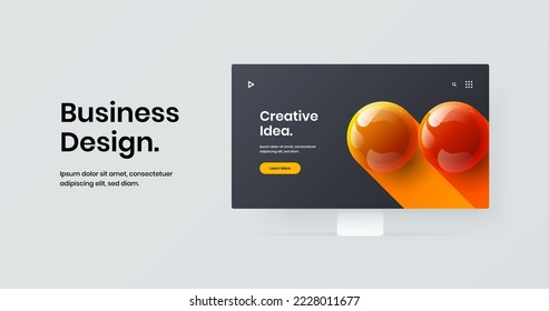 Vivid computer monitor mockup website screen layout. Original presentation vector design illustration.